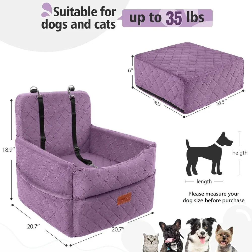 Small Dog Car Seat, Memory Foam Dog Booster Seats with Thick Cushion for Medium